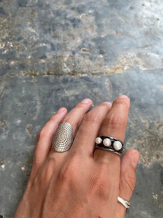 Chapin Hollister Sterling Silver Genuine Pearl Ring // C&H // Size