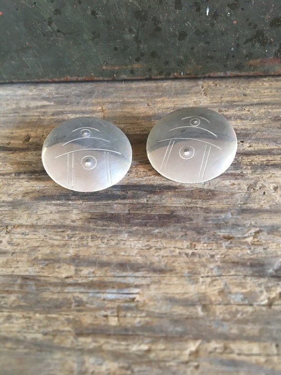 Modernist Sterling Silver Disc Earrings//Statemen… - image 3