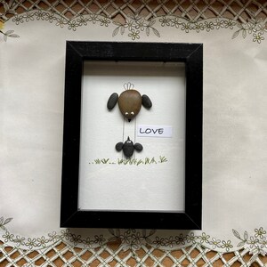 Sea Glass Pebble Art, Pebble Art Birds, Gift for Her, Friendship Gift, Seaglass Picture, Motherhood Gift