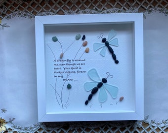 Sea Glass Pebble Art, Pebble Art Nature, Gift for Girl Friend, Friendship Gift, Seaglass Picture, True Friendship