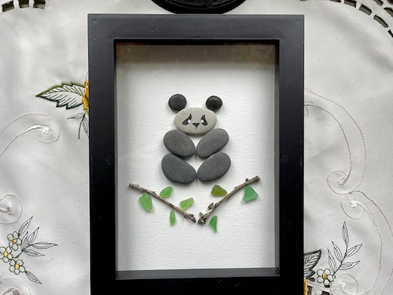 Sea Glass Pebble Art Panda Bear: Friendship Gift - Etsy 日本