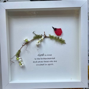 Sea Glass Pebble Art, Pebble Art Nature, Gift after Loss , Sympathy Gift, Seaglass Picture, In Memory Of