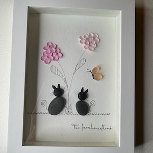 Sea Glass Pebble Art, Pebble Art Cat, Gift for Cat Lover, Friendship Gift, Seaglass Picture
