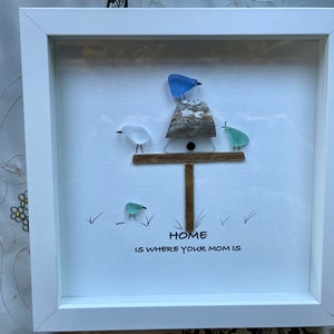 Sea Glass Pebble Art, Sea Glass House, Sea Glass Housewarming Gift, Pebble Art, Home Sweet Home