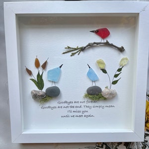 Sea Glass Pebble Art, Pebble Art Nature, Gift after Loss , Sympathy Gift, Seaglass Picture, In Memory Of