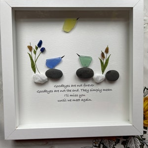 Sea Glass Pebble Art, Pebble Art Nature, Gift after Loss , Sympathy Gift, Seaglass Picture, In Memory Of