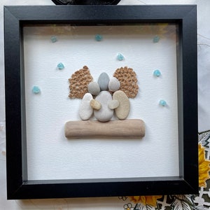 Sea Glass Pebble Art, Pebble Art Nature, Gift after Loss , Sympathy Gift, Seaglass Picture, In Memory Of