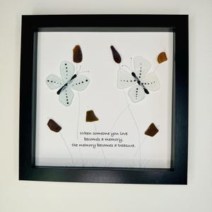 Sea Glass Pebble Art, Pebble Art Nature, Gift after Loss , Sympathy Gift, Seaglass Picture, In Memory Of