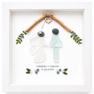 Personalized Wedding Gift • Wedding Gift for Couple • Sea Glass Pebble Art • Bride and Groom Gift • Bridal Shower Gift • Wedding Keepsake