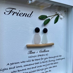 Sea Glass Pebble Art, Pebble Art, Gift for Her, Friendship Gift, Seaglass Picture, Friends
