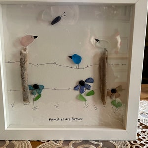 Sea Glass Pebble Art, Pebble Art Flowers, Gift for Her, Thank You Gift, Seaglass Picture, Gratitude