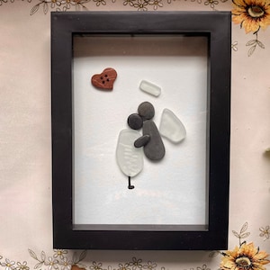 Sea Glass Pebble Art, Pebble Art Nature, Gift after Loss , Sympathy Gift, Seaglass Picture, In Memory Of