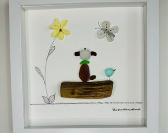 Sea Glass Pebble Art: Dog Loss Sympathy Gift