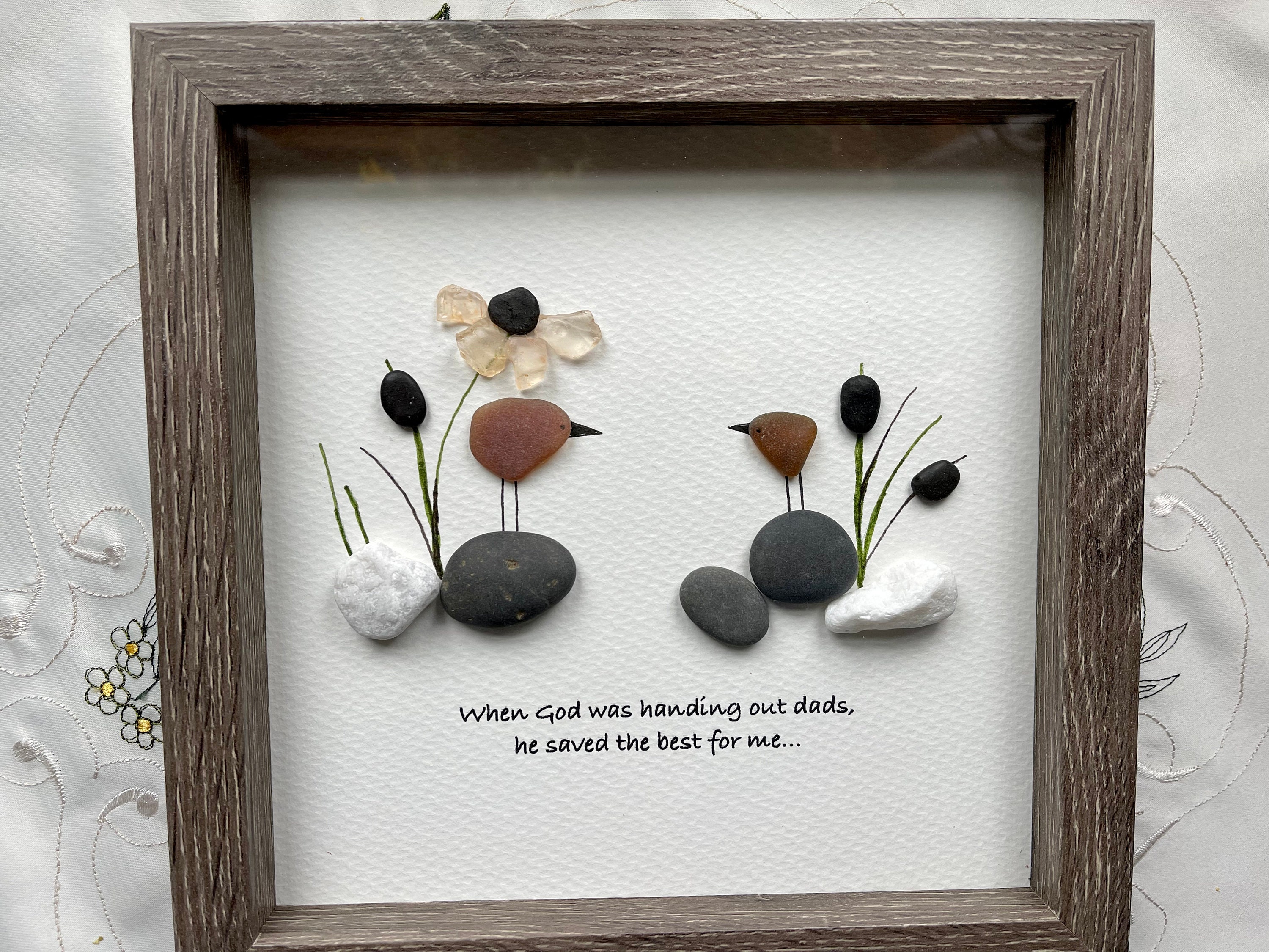 Authentic Sea Glass Love Birds. Mini Desk Art 3.4 X 4 Inches Made In