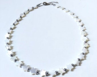 Collier étoiles en nacre naturelle (argent)