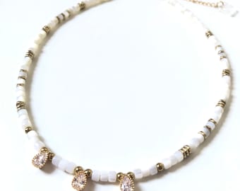 Natural mother-of-pearl drop necklace (gold)