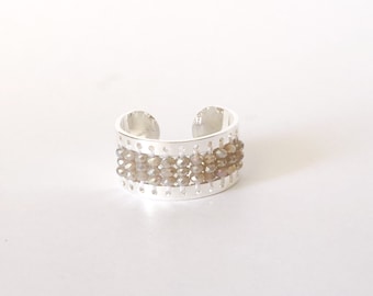 NESS grey rhodium silver plated ring