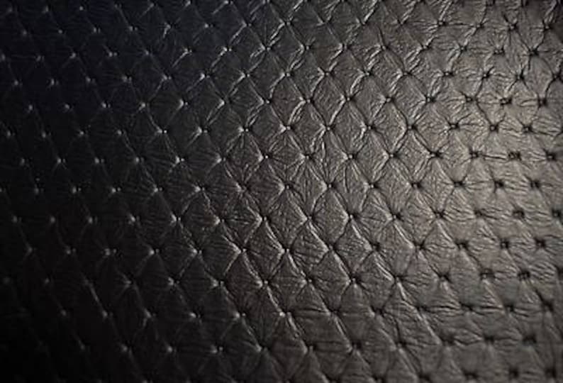 Black Embossed Diamond Stitch Faux Leather Fabric Vinyl Etsy