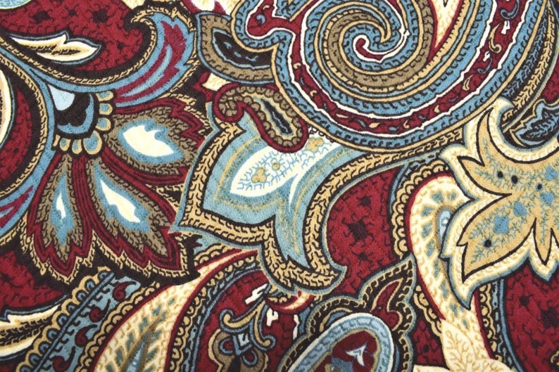 Matelasse 100% Cotton Red Paisley Woven Upholstery Drapery - Etsy