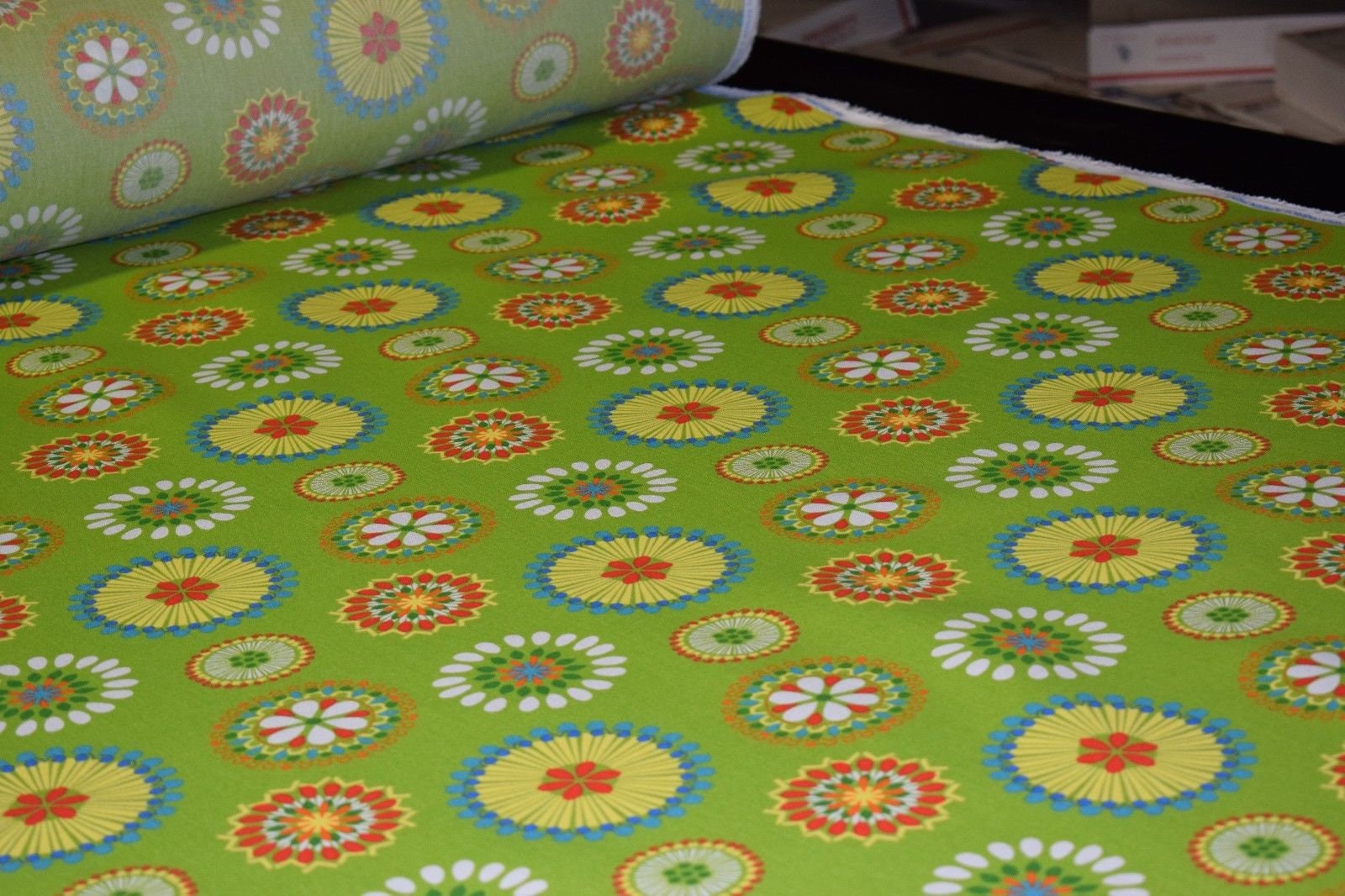 Green Floral Poly Canvas Duck Fabric 54 UV Marine Outdoor Upholstery