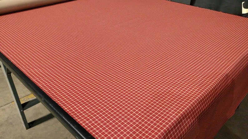 Red Plaid 7 oz Nomex Aramid Canvas Twill Fabric 63W Soft Flame Retardant FR
