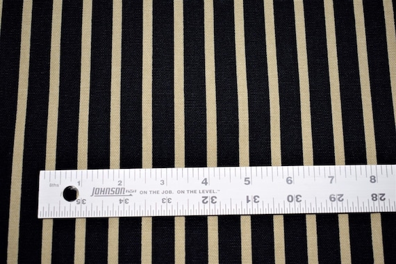 100/% Cotton Upholstery Drapery Canvas Duck Black Beige Printed Strip 54/"W Fabric