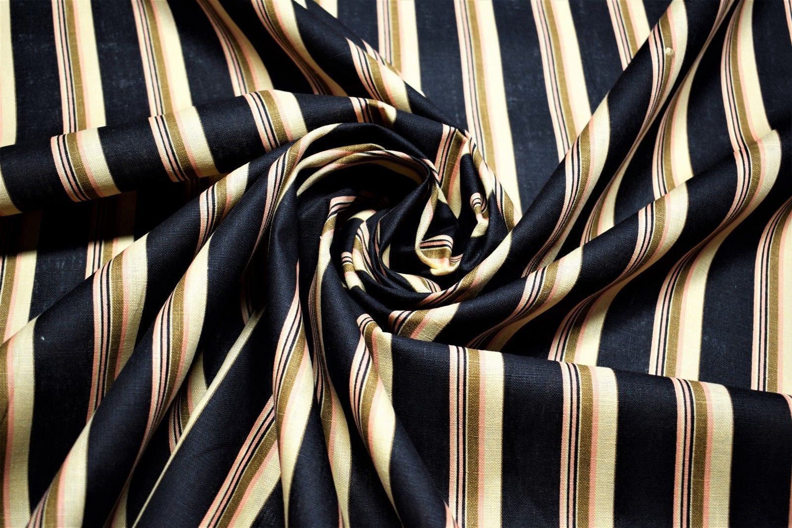 Black Striped Drapery Fabric 100 Linen Striped Stroheim Etsy