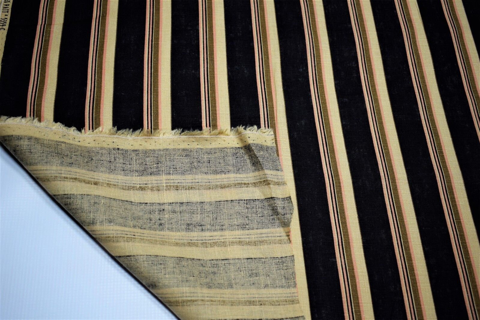 Black Striped Drapery Fabric 100 Linen Striped Stroheim Etsy