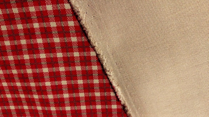 Red Plaid 7 oz Nomex Aramid Canvas Twill Fabric 63W Soft Flame Retardant FR