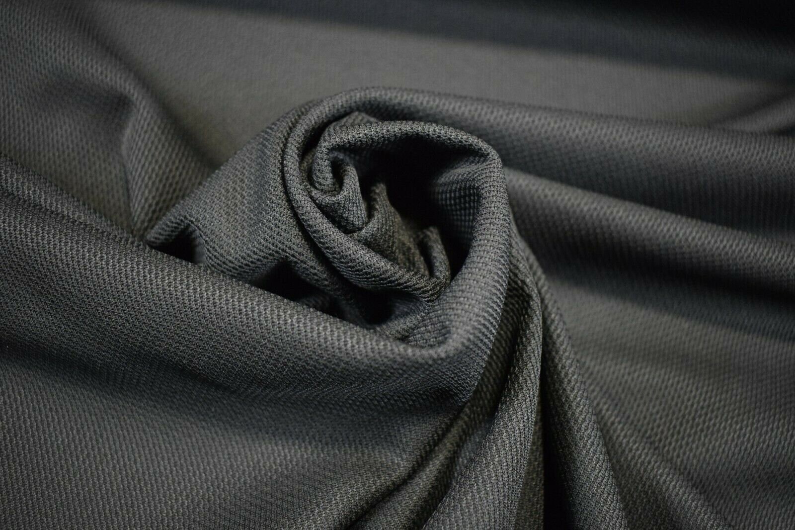 Dark Grey Moisture Wicking Sport Wear Performance Knit Pique Stretch