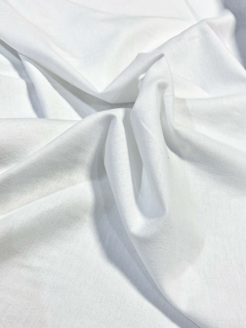 Bright White Interlining Double Nap Flannel Fabric Cotton Etsy