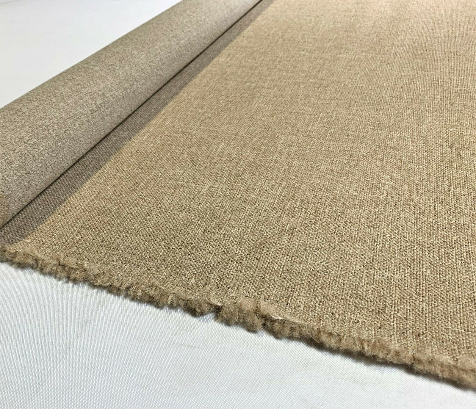 Beige Tan Canvas Tweed Fabric 55"W Seat Upholstery Church Pew Auto U-5 Beige Tan Canvas Tweed Fabric 55"W Seat Upholstery Church Pew Auto U-5