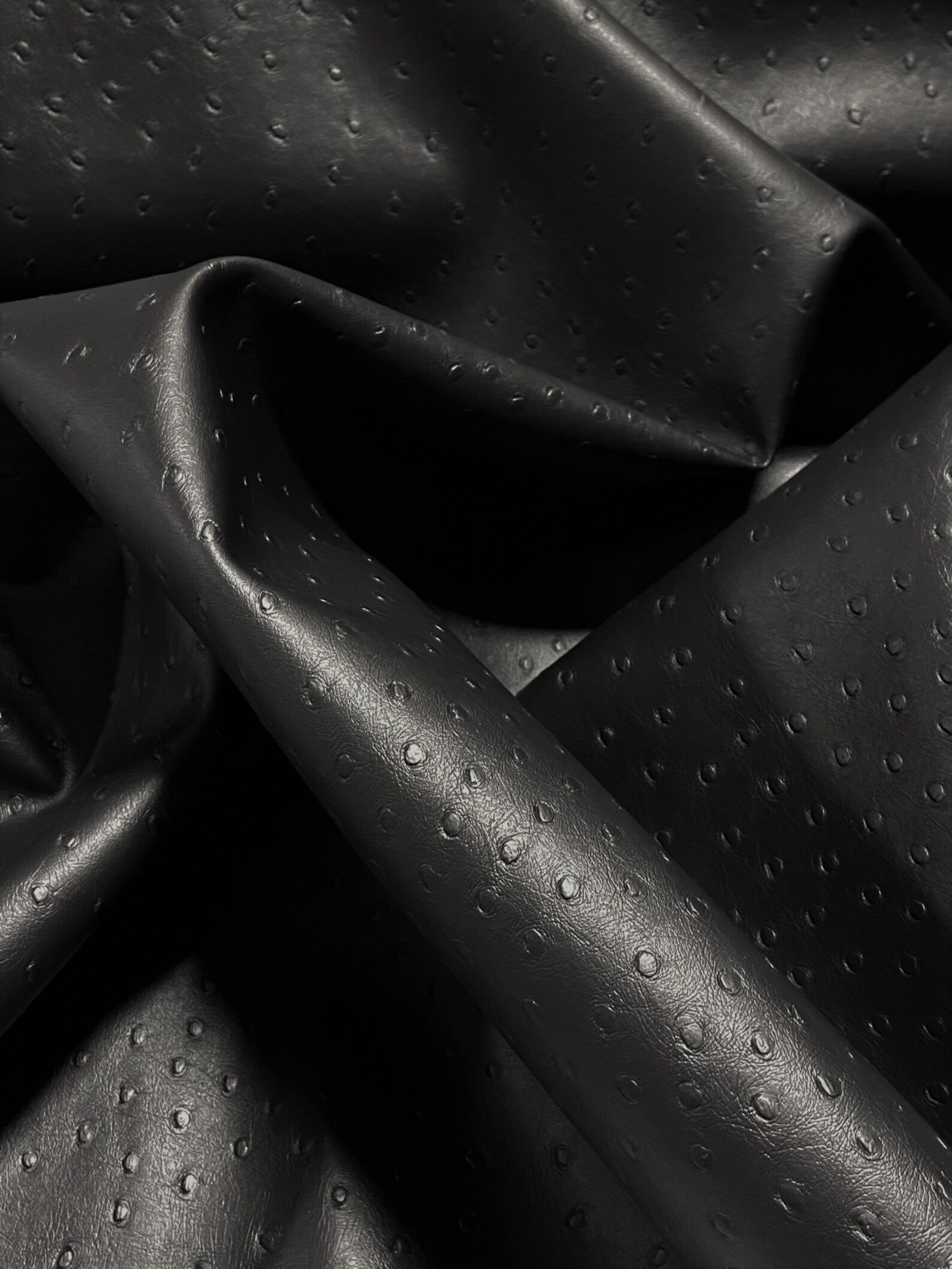 Black Ostrich Emu Faux Leather Fabric Vinyl Auto Upholstery Etsy