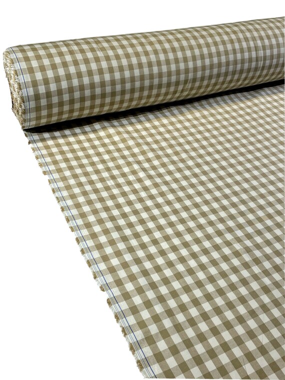 Tan White Plaid Yarn Dyed 100% Cotton 