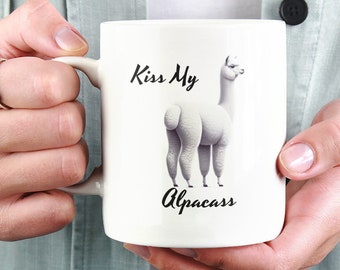 Kiss My alpacass Ceramic Coffee Mug 11oz, Alpaca Gift Alpaca Mug Funny Mug Cute Alpaca Mug