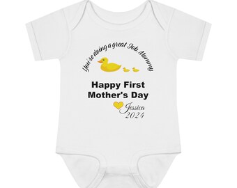 Personalised Baby Bodysuit Super Mommy First Mother's Day Bodysuit - A Hug of Appreciation