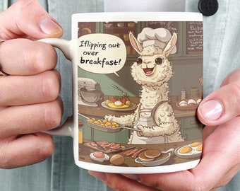 Breakfast Bonanza  Alpaca Ceramic Coffee Mug 11oz Alpaca Gift Alpaca Mug Funny Mug Cute Alpaca Mug