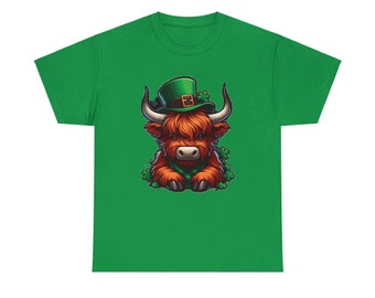 Leprechaun Highland Cow Tee - St. Paddy's Day Whimsy