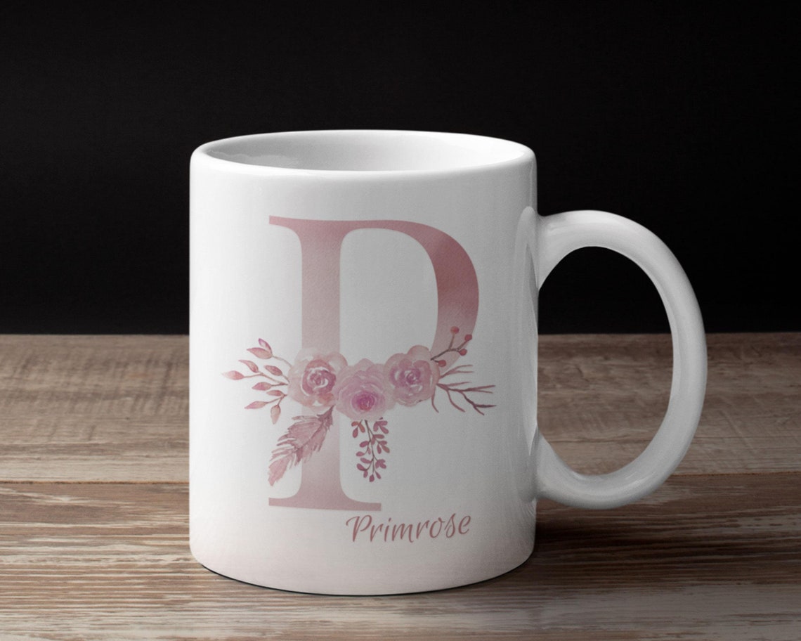 Personalized Letter P Monogram and Name Coffee Mug Decorated | Etsy