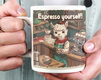 Espresso Yourself Alpaca Ceramic Coffee Mug 11oz Alpaca Gift Alpaca Mug Funny Mug Cute Alpaca Mug