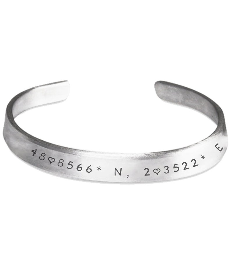 jewelry Bracelet France adjustable bracelet, Travel GPS City of Paris Coordinates map Stamped Bracelet Wrist cuff