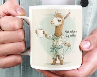 Morning Moods  Alpaca Ceramic Coffee Mug 11oz Alpaca Gift Alpaca Mug Funny Mug Cute Alpaca Mug