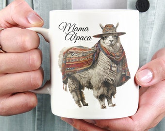 mama alpaca Ceramic Mug 11oz, Alpaca Gift Alpaca Mug Funny Mug Cute Alpaca Mug