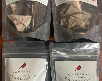 Holiday Edition Chocolate Bark Variety Box: Caramel Apple Spice Bark, Peppermint Bark, S’mores Bark, Gingerbread Bark 3.5oz each