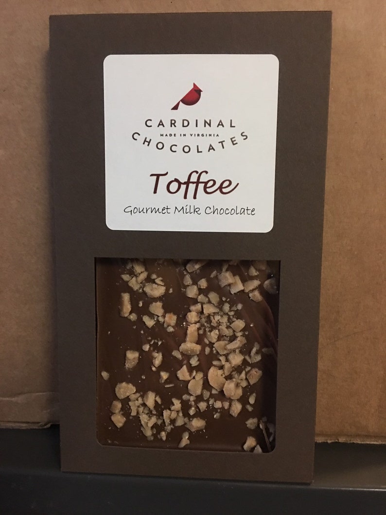 Gourmet Toffee Chocolate Bar. Available in Milk or Dark Chocolate image 1