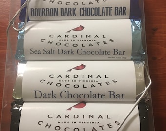 VARIETY 8 Bar Pack ~ Dark Chocolate Favorites ~ Bourbon, Espresso, Dark Chocolate, Sea Salt (2 of each)