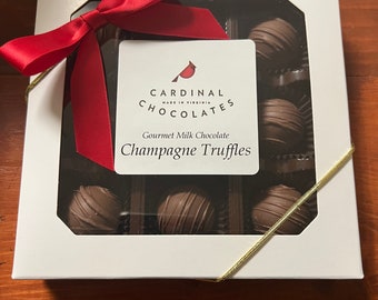 Champagne Milk Chocolate Truffles | 9 Piece Gift Ready Box | Ganache | New Years Hostess Gift