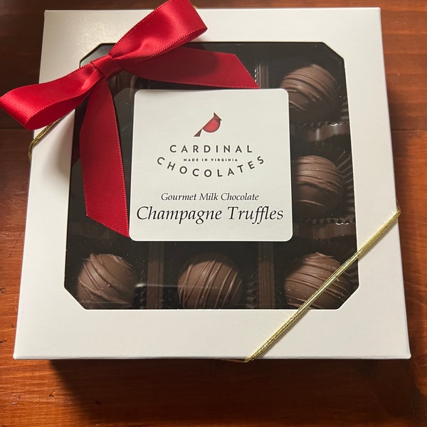 Champagne Milk Chocolate Truffles | 9 Piece Gift Ready Box | Ganache | New Years Hostess Gift