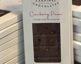 Cranberry Pecan Gourmet Milk Chocolate Break-a-way Bar | Resealable Barrier Bag | Party Farvors | Cardinal | 4.5oz / 28 break-a-way squares