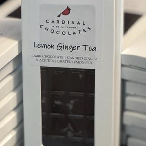 Lemon Ginger Tea infused Dark Chocolate Break-a-Way Bar 4oz, Tea Party, Mothers Day Gifts, Grandma Gift, Teacher Gift, Candied Ginger, Lemon